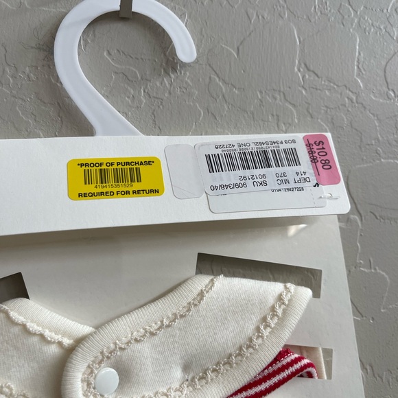 Starting Out Festive Christmas Tree Bib Set - Cream and Red - Picture 6 of 6